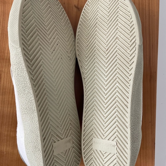 Saint Laurent Cream Canvas Sneakers - Picture 2 of 6